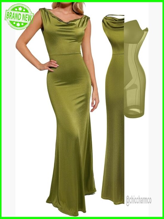 Dresses & Skirts - Sleeveless Maxi Formal Dress with Built-in Bra Shapewear Bodycon